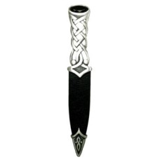 Tay Celtic Design Full Pewter Handle with Jet Black Stone Top Sgian Dubh