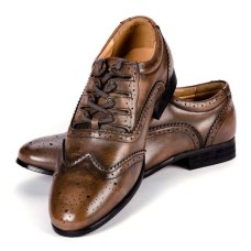 Men's Brown Distressed Ghillies Brogues - Leather Upper with Man made Sole