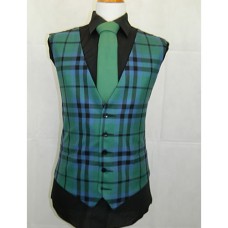 Vertical Cut Tartan 5 Button Vest/Waistcoat
